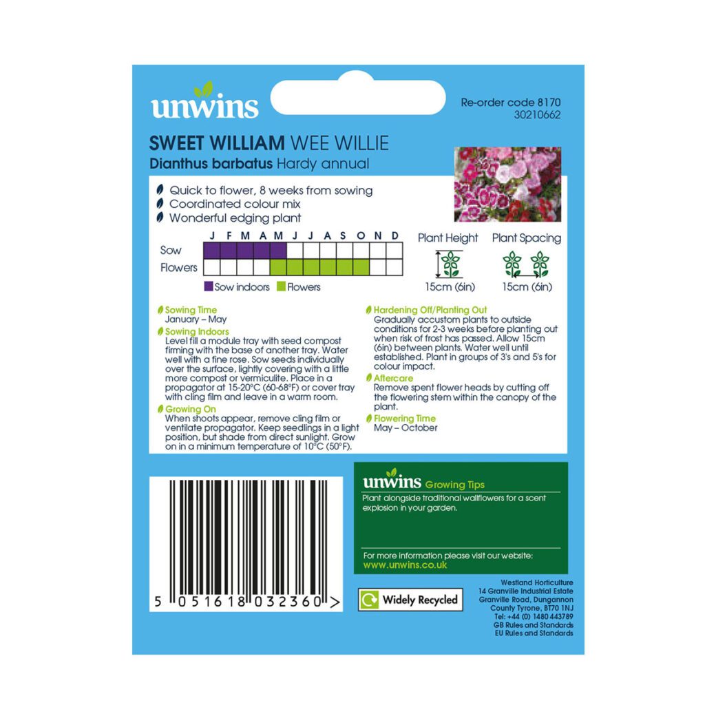 Unwins Sweet William Wee Willie Seeds 5051618032360 2